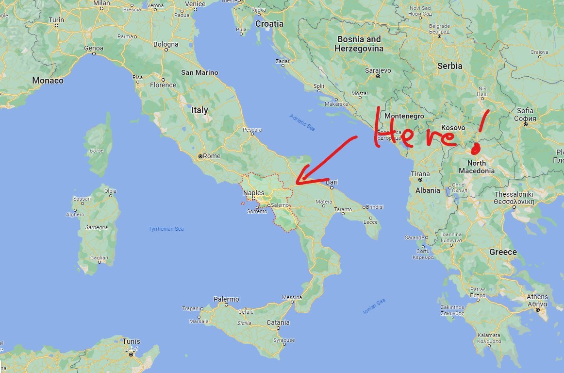 サンマルツァーノトマトの原産地であるイタリアのカンパニア州の場所