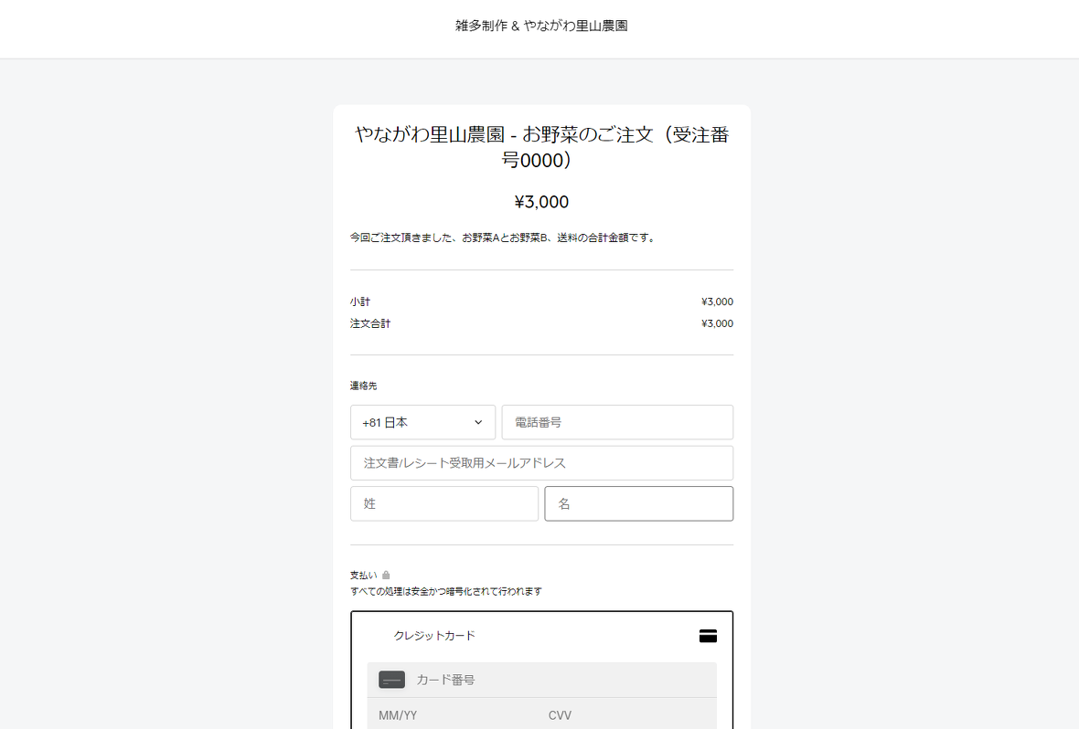 お支払いページのイメージ